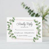 Rustieke Chic Sage Green Eucalyptus RSVP kaart (Staand voorkant)