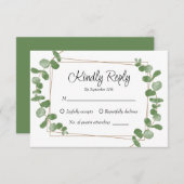 Rustieke Chic Sage Green Eucalyptus RSVP kaart (Voorkant / Achterkant)