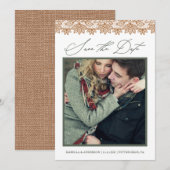 Rustieke Chic Salie en Jute Foto Save the Date (Voorkant / Achterkant)