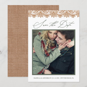 Rustieke Chic Salie en Jute Foto Save the Date