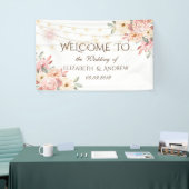 Rustieke Chic Slingerlampen Rozen Trouwbanner Spandoek (Beurs)