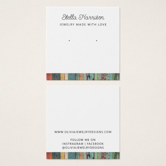 Rustieke Chic Stud Oorbel Sieraden Display Kaart (Voorkant /achterkant)