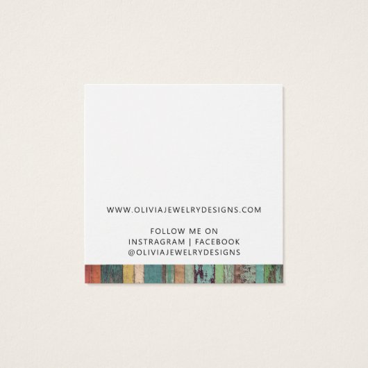 Rustieke Chic Stud Oorbel Sieraden Display Kaart (Achterkant)