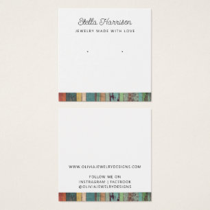 Rustieke Chic Stud Oorbel Sieraden Displaykaart Vierkante Visitekaartjes