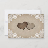 Rustieke Chic Vintage Jute Kant Zonnebloem Bruilof RSVP Kaartje (Achterkant)