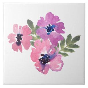 Rustieke Chic Waterverf Bloem Roze Wit Tegeltje