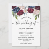 Rustieke Chic Waterverf Bloemen Bruiloft Kaart (Voorkant)