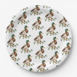 Rustieke Chic Waterverf Mallard Duck Papieren Bordje