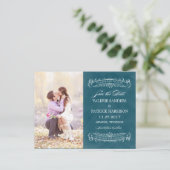 Rustieke Chic Wedding Save The Date - Blauwgroen Aankondigingskaart (Staand voorkant)
