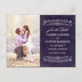 Rustieke Chic Wedding Save The Date - Paarse Aankondigingskaart (Voorkant)