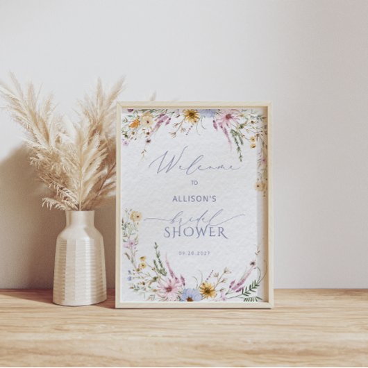 Rustieke Chic Wilde Bloemen Bruidsdiner Welkom Poster