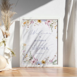 Rustieke Chic Wilde Bloemen Bruidsdiner Welkom Poster