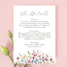 Rustieke Chic Wildflower Garden Wedding Informatiekaartje