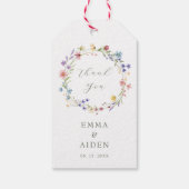 Rustieke Chic Wildflower Krans Tuin bruiloft Cadeaulabel (Achterkant)