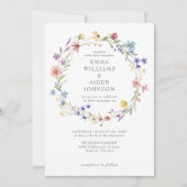 Rustieke Chic Wildflower Krans Tuin bruiloft Kaart (Voorkant)