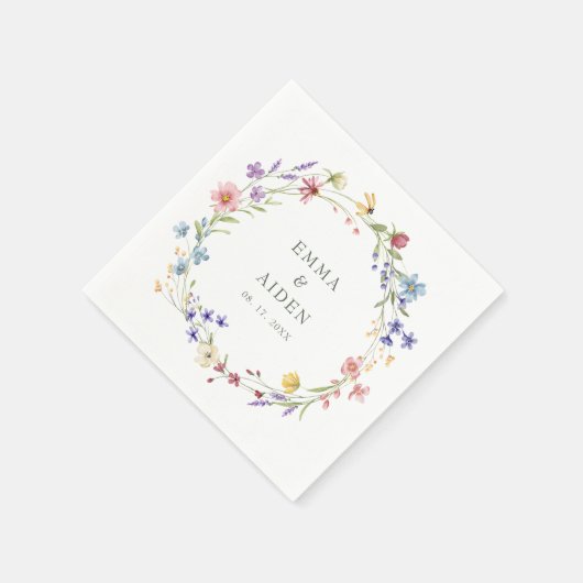 Rustieke Chic Wildflower Krans Tuin bruiloft Servet (Hoek)