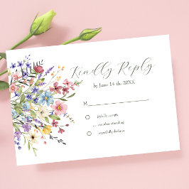 Rustieke Chic Wildflowers Garden Wedding RSVP Kaartje