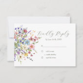 Rustieke Chic Wildflowers Garden Wedding RSVP Kaartje (Voorkant)