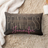 Rustieke Chic WOOD PRINSES JOUW NAAM IN BEIGE ROZE Kussen (Deken)