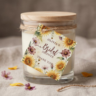 Rustieke Chic Zonnebloem Burgundy Bruiloftsborrel Bedankjes Labels