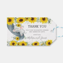 Rustieke Chic Zonnebloem Olifant Baby shower Favor