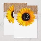 Rustieke Chic Zonnebloem Tafelnummer Trouwfeest (Voorkant / Achterkant)
