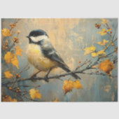 Rustieke Chickadee in de herfst schilderij Decoupa Tissuepapier (Voorkant)