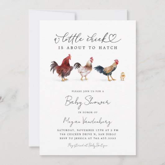 Rustieke Chicken Baby shower Invitation Kaart (Voorkant)