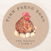 Rustieke Chicken Kraft Rond Papier Onderzetter (Voorkant)