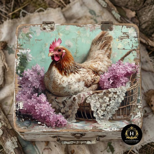 Rustieke Chicken Lila Bloesems Kant Decoupage Tissuepapier