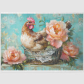 Rustieke Chicken Wire Basket Perziken Decoupage Tissuepapier (Voorkant)