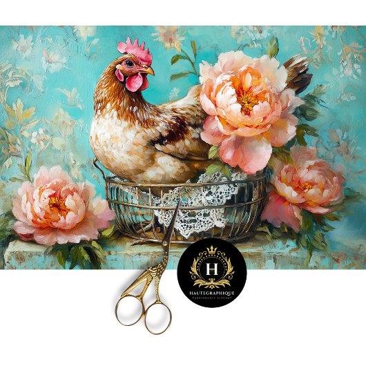 Rustieke Chicken Wire Basket Perziken Decoupage Tissuepapier