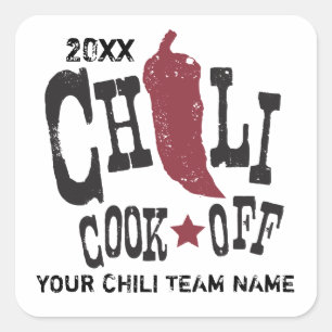 Rustieke Chili Cook Off wedstrijd Vierkante Sticker