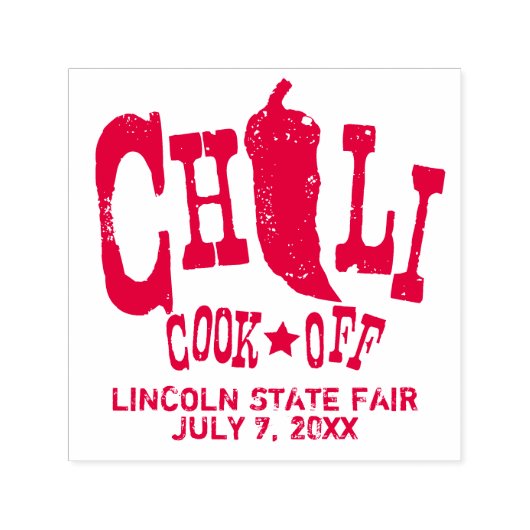 Rustieke Chili Cook Off wedstrijd Zelfinktende Stempel (Design)