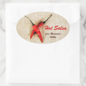 rustieke chili pepers hete salsa saus ovale sticker (Tas)