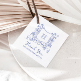 Rustieke Chinoiserie Bow Floral Crest Baby shower Bedankjes Labels