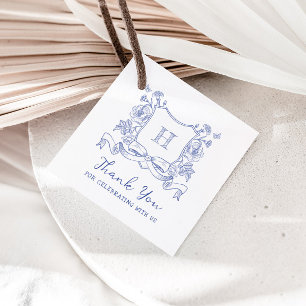 Rustieke Chinoiserie Bow Floral Crest Baby shower Bedankjes Labels