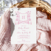 Rustieke Chinoiserie Bow Floral Crest Baby shower Kaart