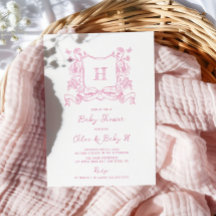 Rustieke Chinoiserie Bow Floral Crest Baby shower