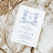 Rustieke Chinoiserie Bow Floral Crest Baby shower Kaart