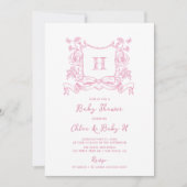 Rustieke Chinoiserie Bow Floral Crest Baby shower Kaart (Voorkant)