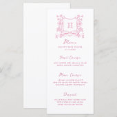 Rustieke Chinoiserie Bow Floral Crest Baby shower Menu (Voorkant / Achterkant)