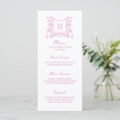 Rustieke Chinoiserie Bow Floral Crest Baby shower Menu (Staand voorkant)