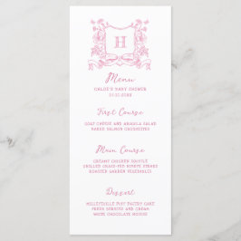 Rustieke Chinoiserie Bow Floral Crest Baby shower Menu