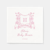 Rustieke Chinoiserie Bow Floral Crest Baby shower Servet (Voorkant)