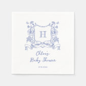 Rustieke Chinoiserie Bow Floral Crest Baby shower Servet (Voorkant)