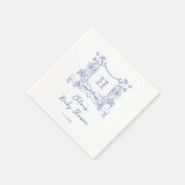 Rustieke Chinoiserie Bow Floral Crest Baby shower Servet (Hoek)