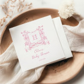 Rustieke Chinoiserie Bow Floral Crest Baby shower Servet