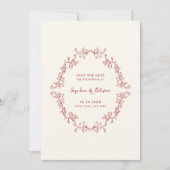 Rustieke  Chinoiserie Crimson Rode bruiloft Save The Date (Voorkant)