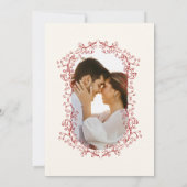 Rustieke  Chinoiserie Crimson Rode bruiloft Save The Date (Achterkant)